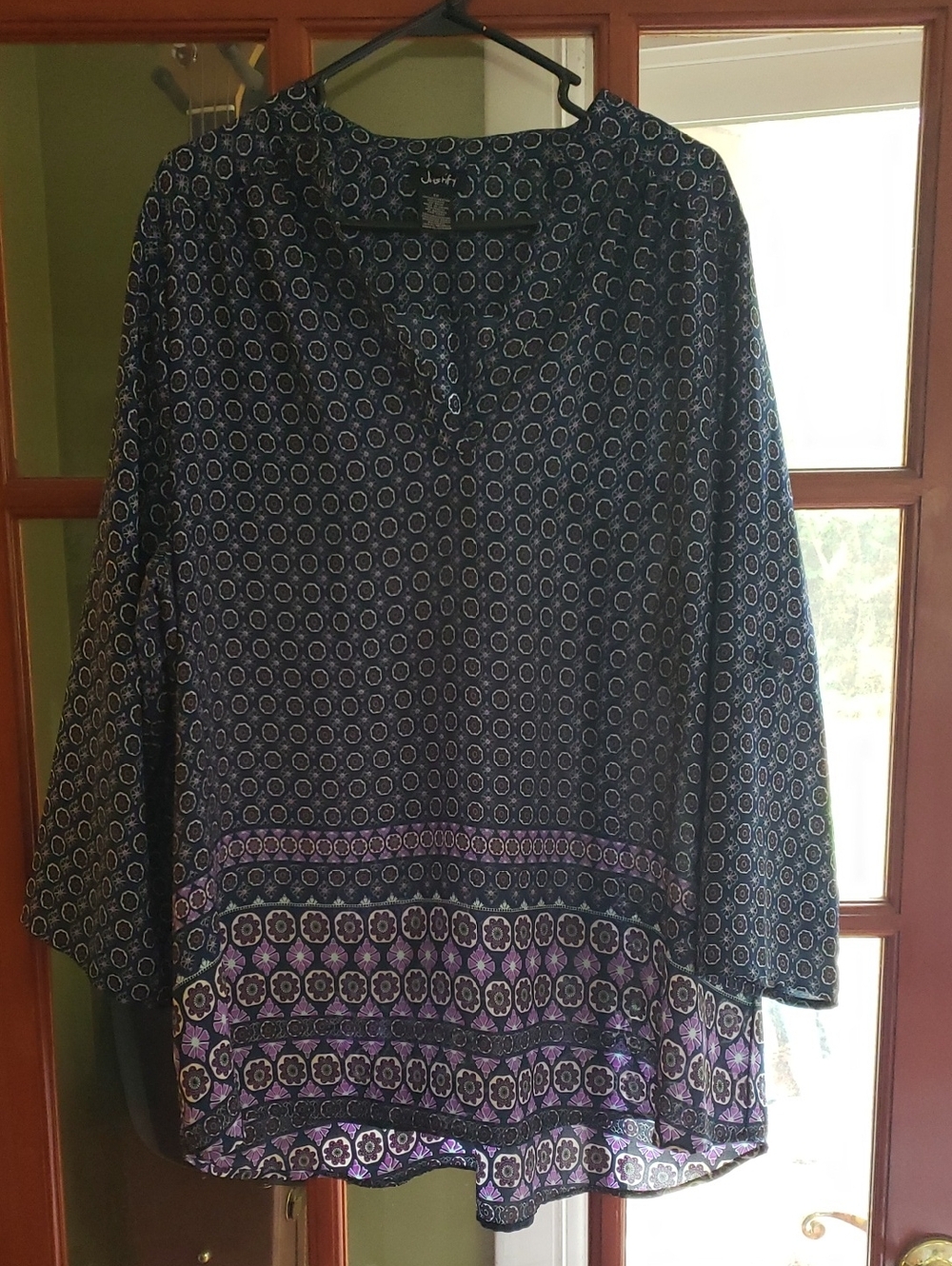 Justify Navy Tunic with Purple Accent Border